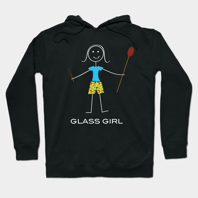 Funny Women Glassblowing Illustrated Glass Girl Stick Figure Hoodie by whyitsme